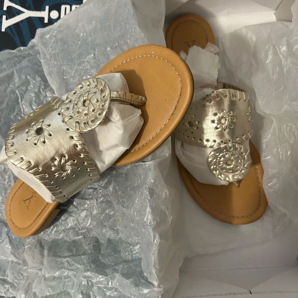 Gold Embellished Women's Sandals - Picture 2 of 4